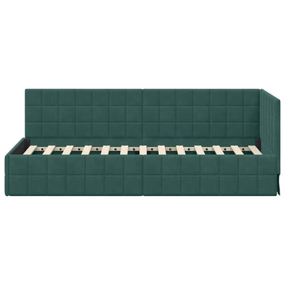 Hoekbedframe met hoofdeinde Donkergroen 80 x 200 cm Fluweel