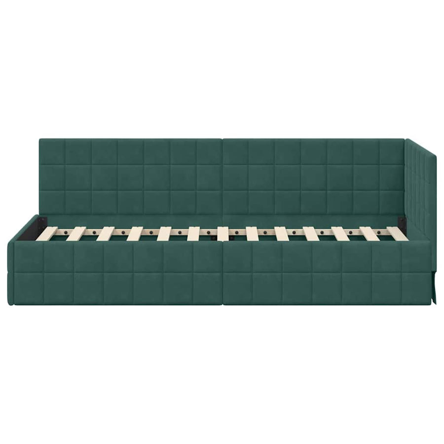 Hoekbedframe met hoofdeinde Donkergroen 80 x 200 cm Fluweel