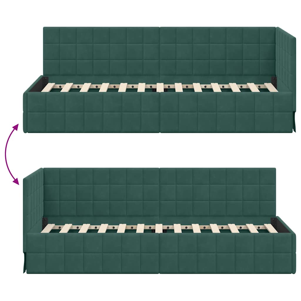 Hoekbedframe met hoofdeinde Donkergroen 80 x 200 cm Fluweel