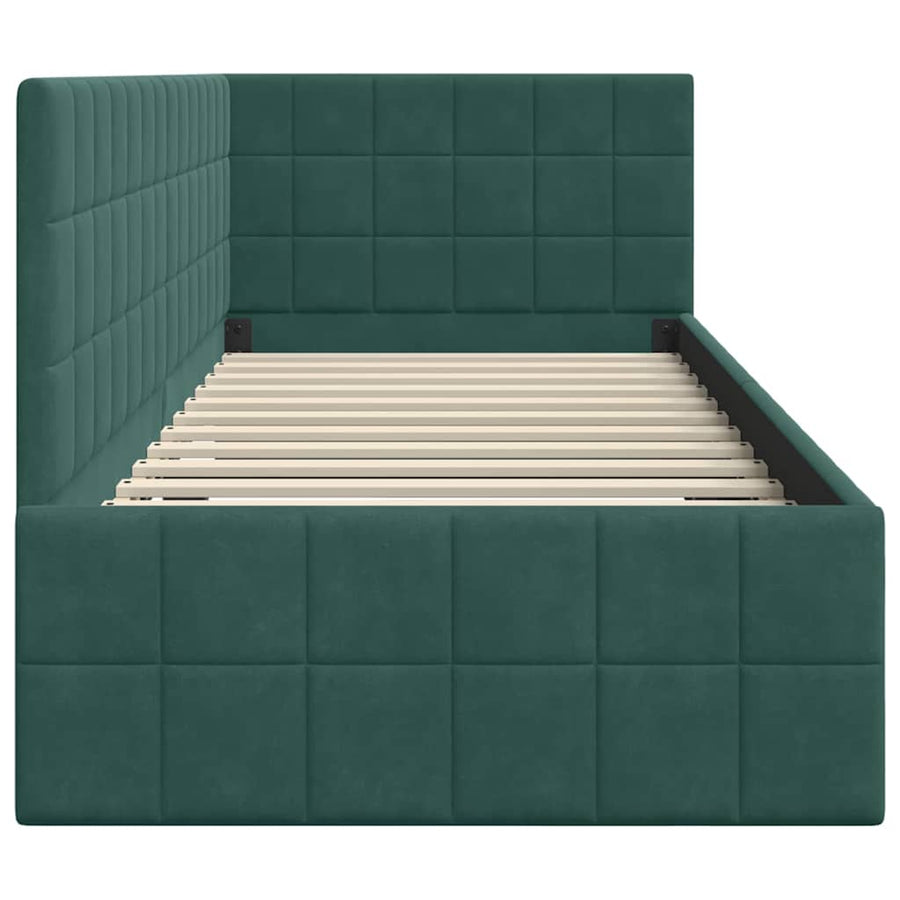 Hoekbedframe met hoofdeinde Donkergroen 80 x 200 cm Fluweel
