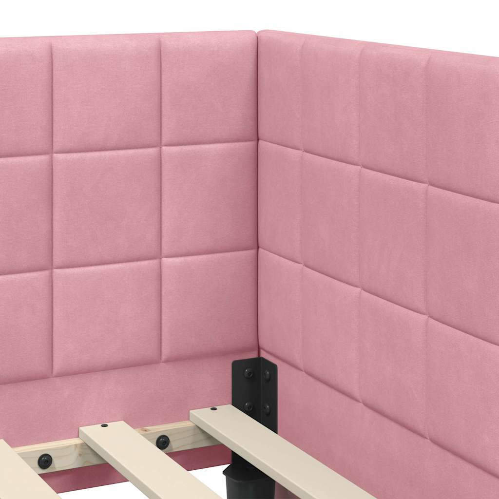 Hoekbedframe met hoofdeinde Roze 80 x 200 cm Fluweel
