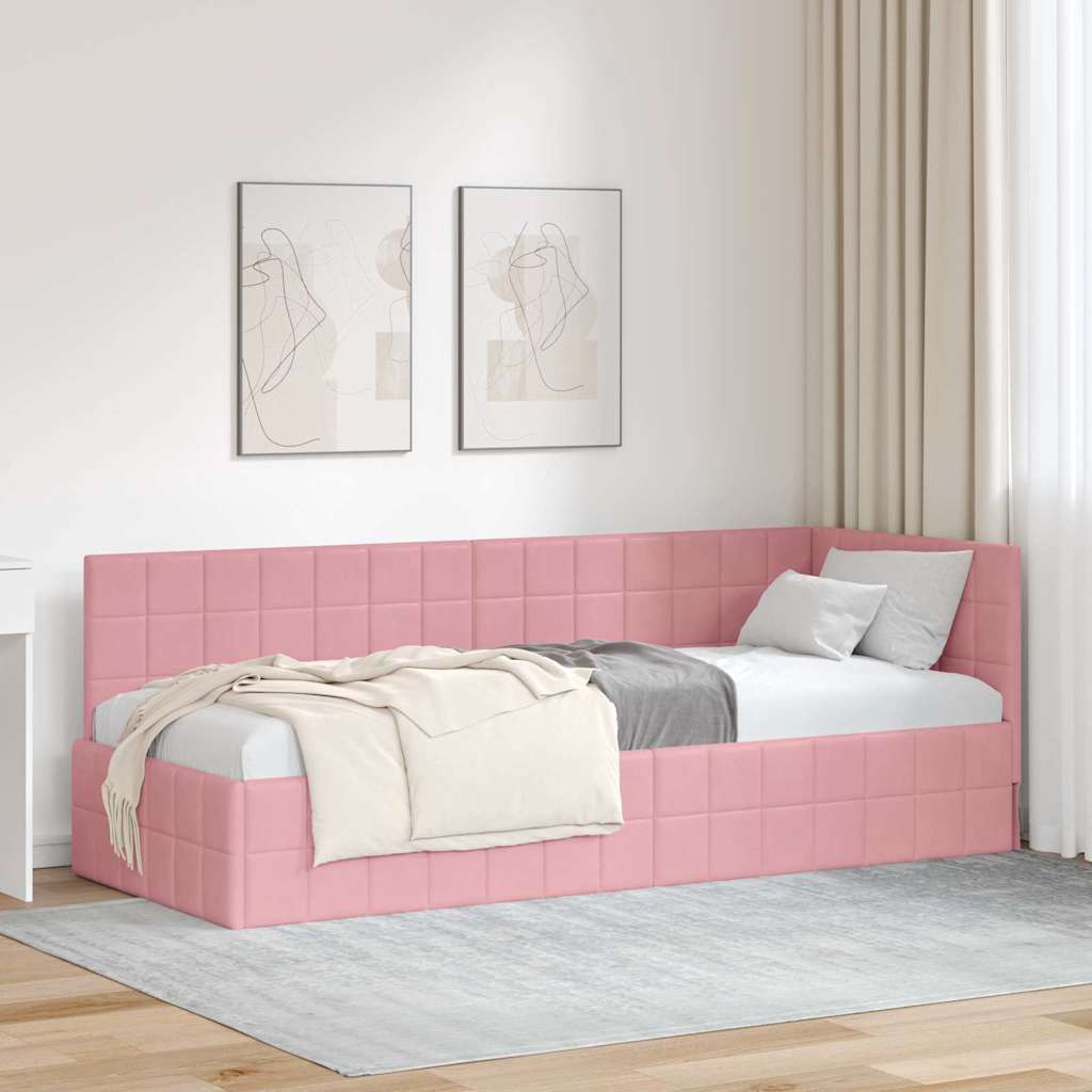 Hoekbedframe met hoofdeinde Roze 80 x 200 cm Fluweel