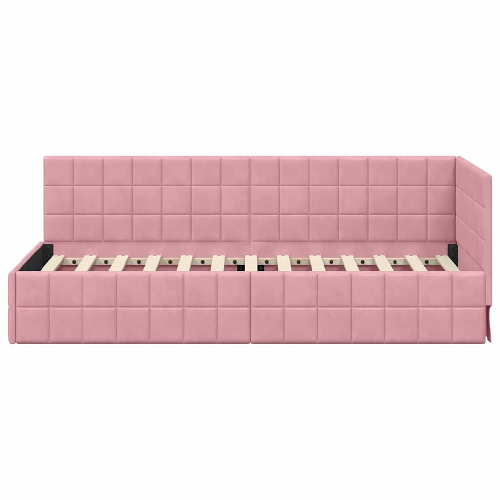 Hoekbedframe met hoofdeinde Roze 80 x 200 cm Fluweel