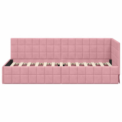 Hoekbedframe met hoofdeinde Roze 80 x 200 cm Fluweel