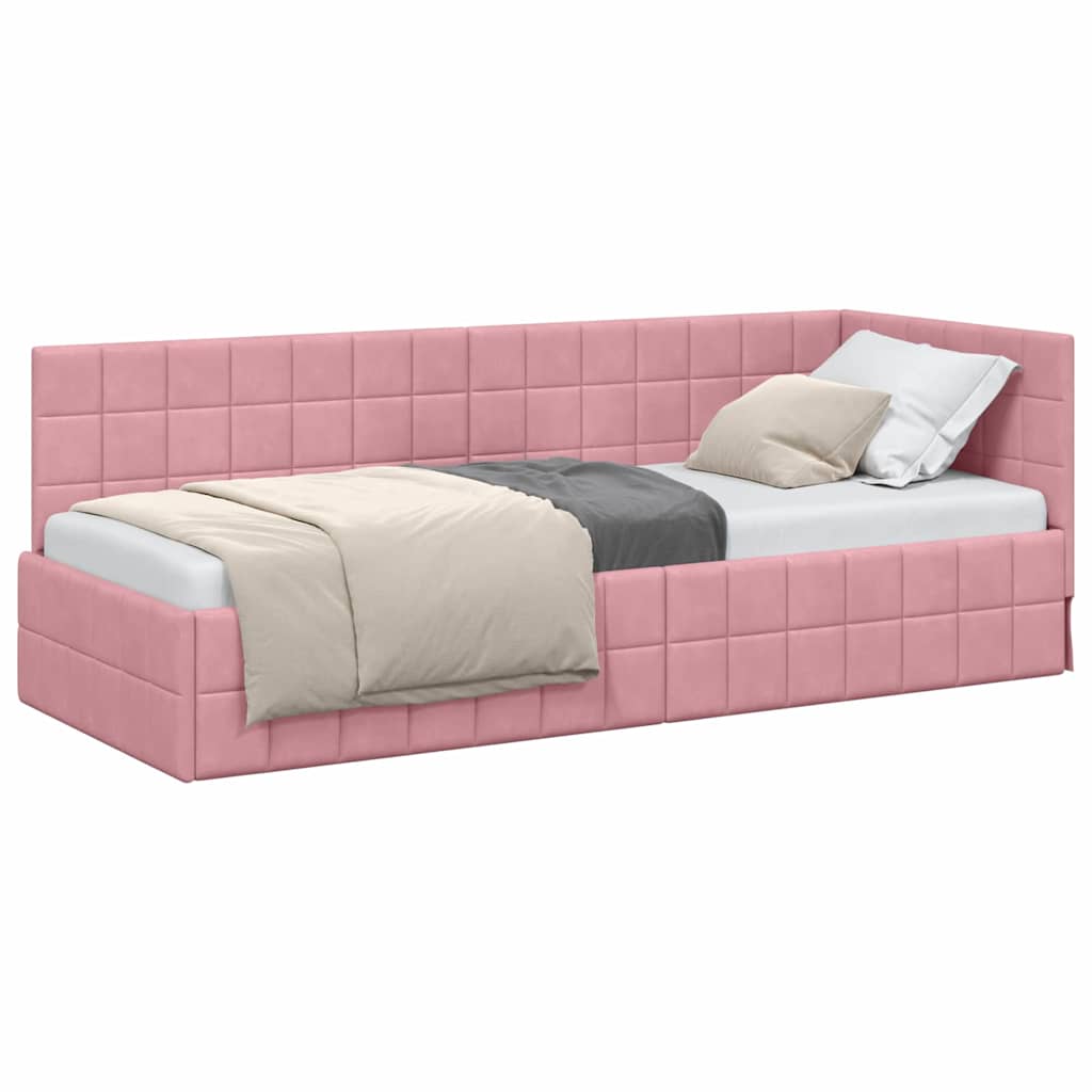 Hoekbedframe met hoofdeinde Roze 80 x 200 cm Fluweel