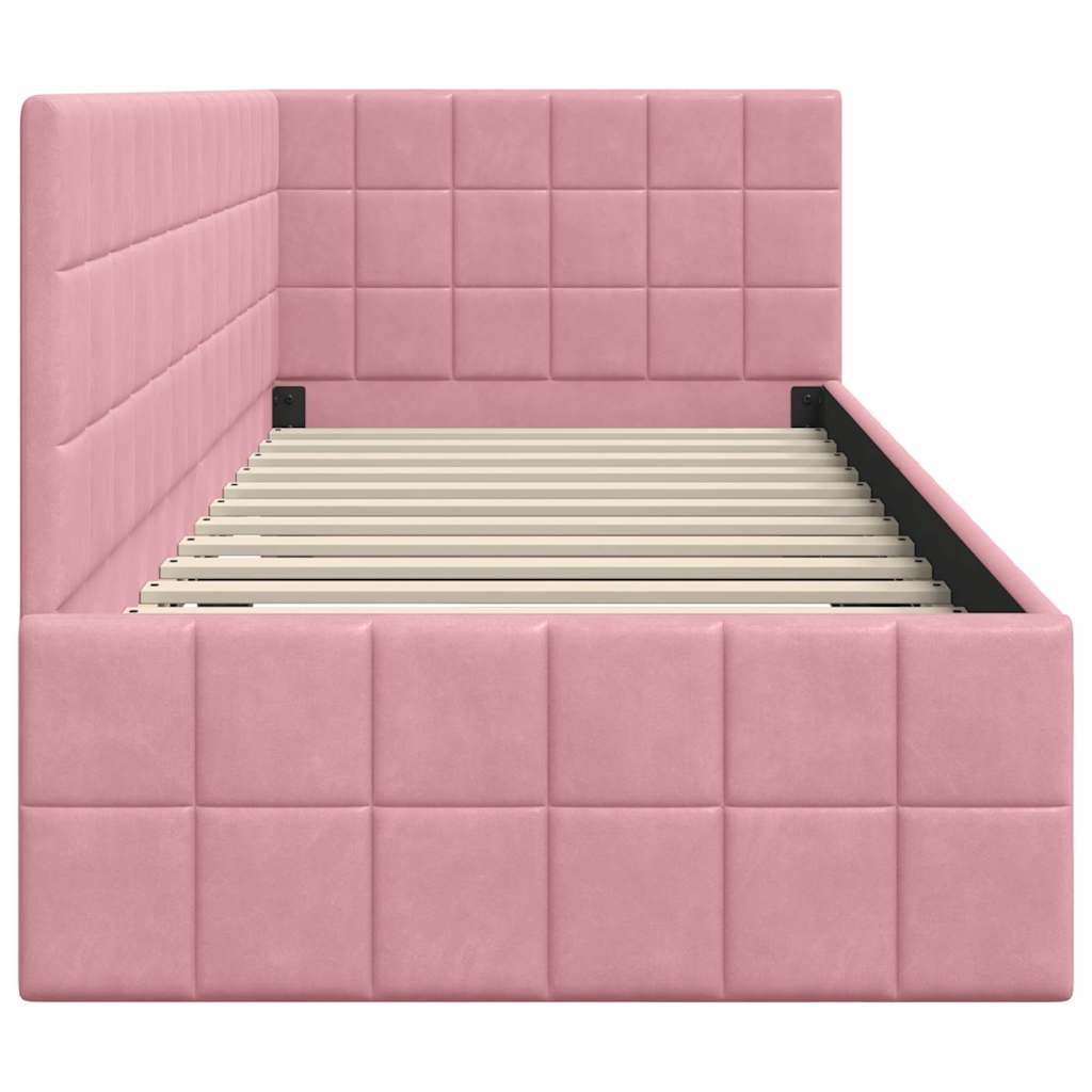 Hoekbedframe met hoofdeinde Roze 80 x 200 cm Fluweel