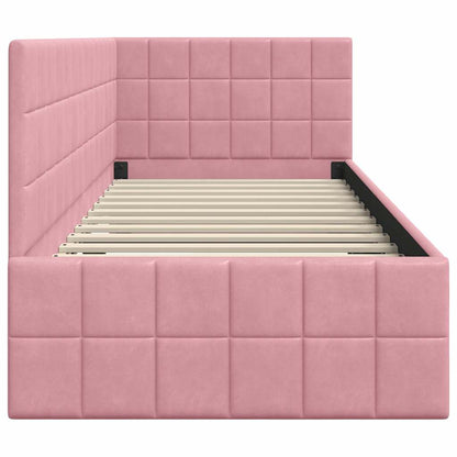 Hoekbedframe met hoofdeinde Roze 80 x 200 cm Fluweel