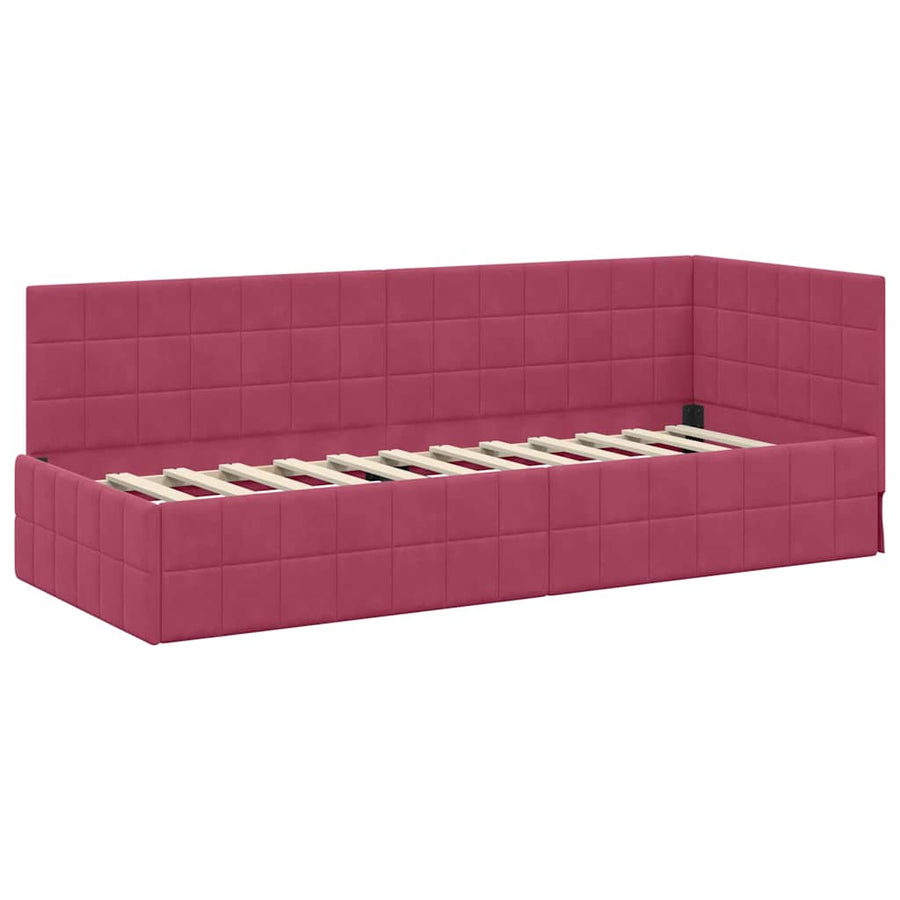 Hoekbedframe met hoofdeinde Wijnrood 80 x 200 cm Fluweel