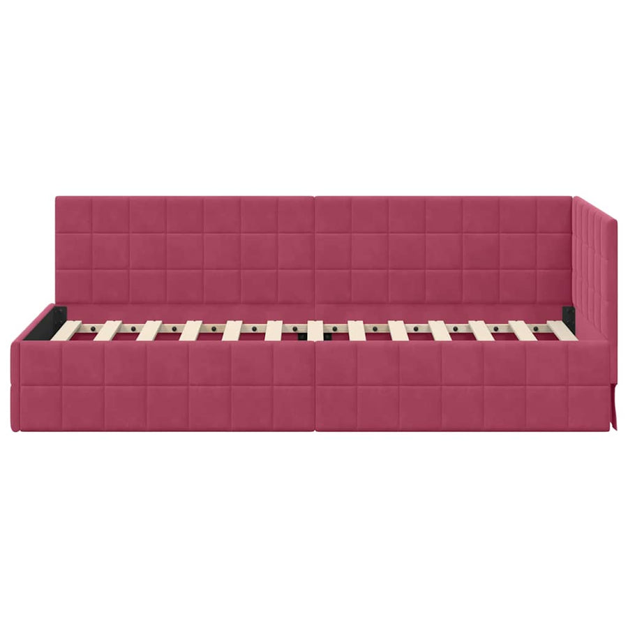Hoekbedframe met hoofdeinde Wijnrood 80 x 200 cm Fluweel
