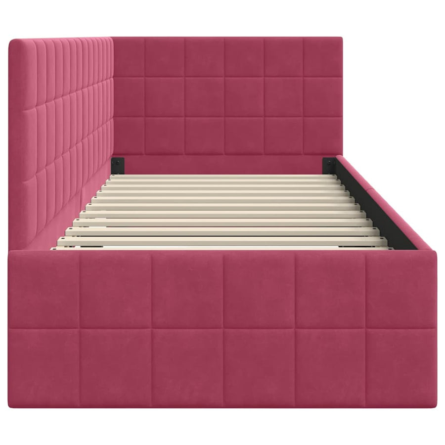 Hoekbedframe met hoofdeinde Wijnrood 80 x 200 cm Fluweel