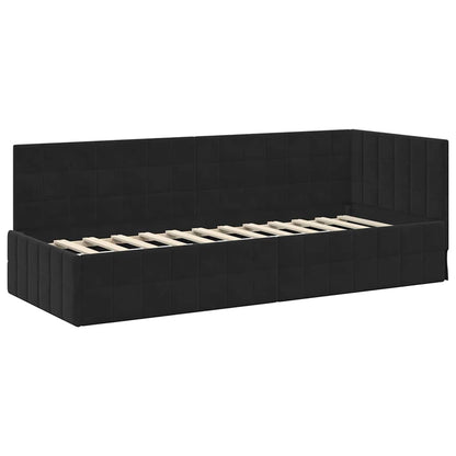 Hoekbedframe met hoofdeinde Zwart 80 x 200 cm Fluweel