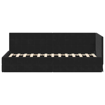 Hoekbedframe met hoofdeinde Zwart 80 x 200 cm Fluweel