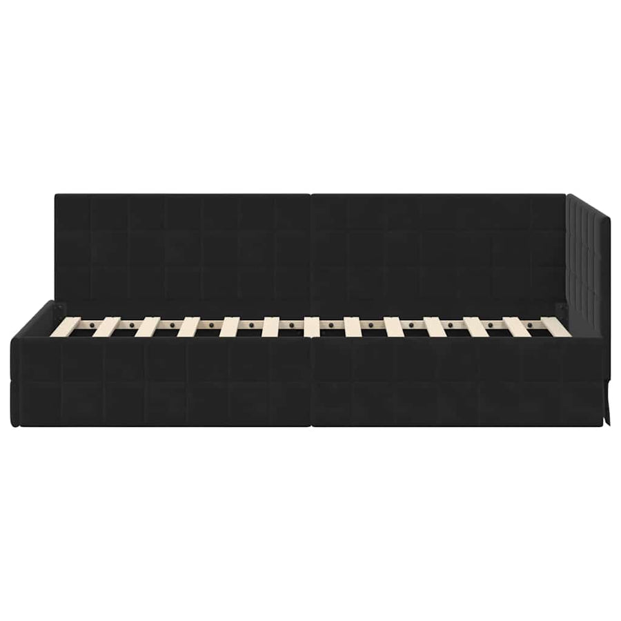 Hoekbedframe met hoofdeinde Zwart 80 x 200 cm Fluweel