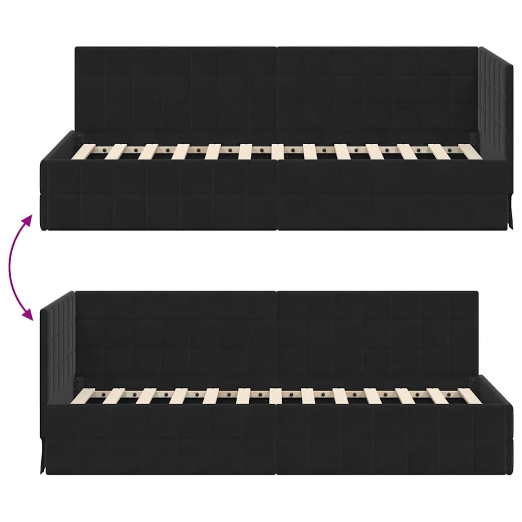 Hoekbedframe met hoofdeinde Zwart 80 x 200 cm Fluweel