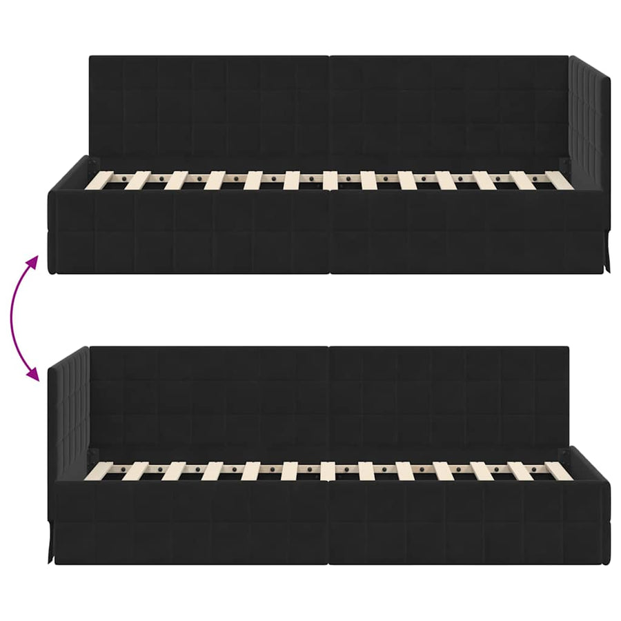 Hoekbedframe met hoofdeinde Zwart 80 x 200 cm Fluweel