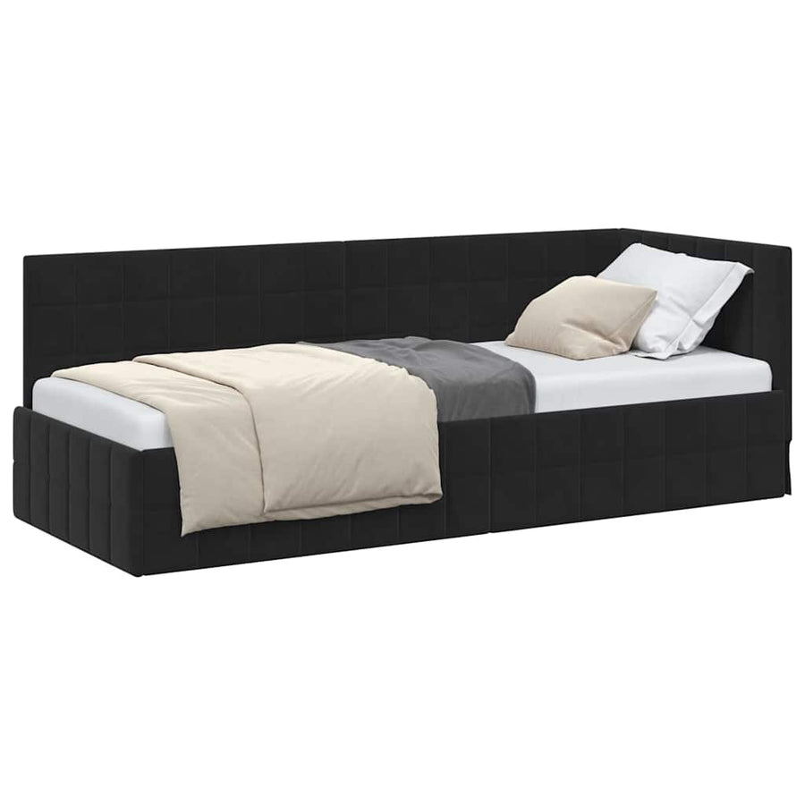 Hoekbedframe met hoofdeinde Zwart 80 x 200 cm Fluweel