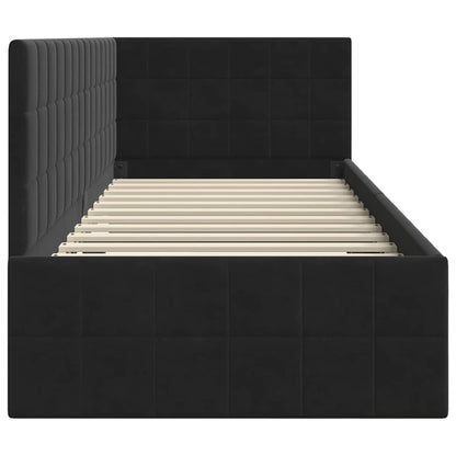 Hoekbedframe met hoofdeinde Zwart 80 x 200 cm Fluweel