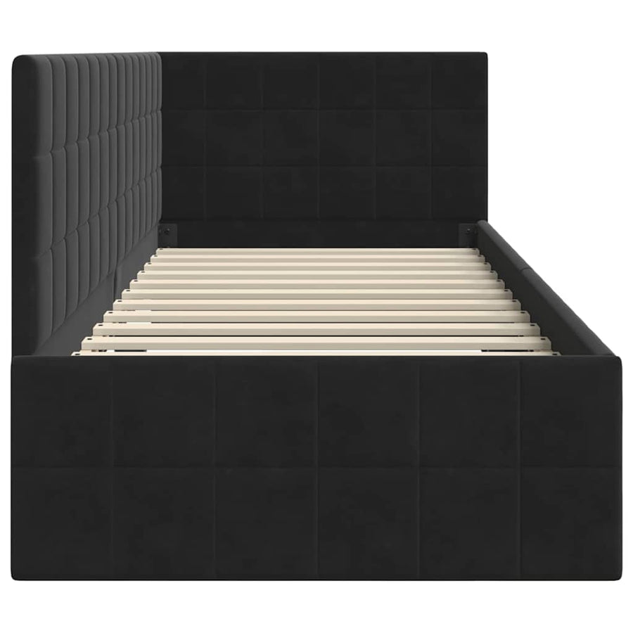 Hoekbedframe met hoofdeinde Zwart 80 x 200 cm Fluweel