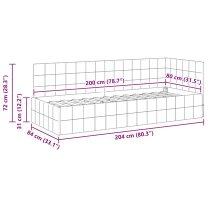 Hoekbedframe met hoofdeinde Zwart 80 x 200 cm Fluweel