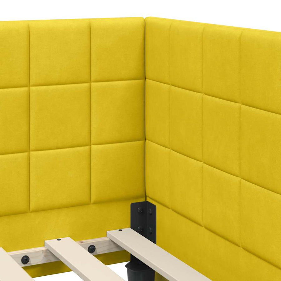 Hoekbedframe met hoofdeinde Geel 80 x 200 cm Fluweel