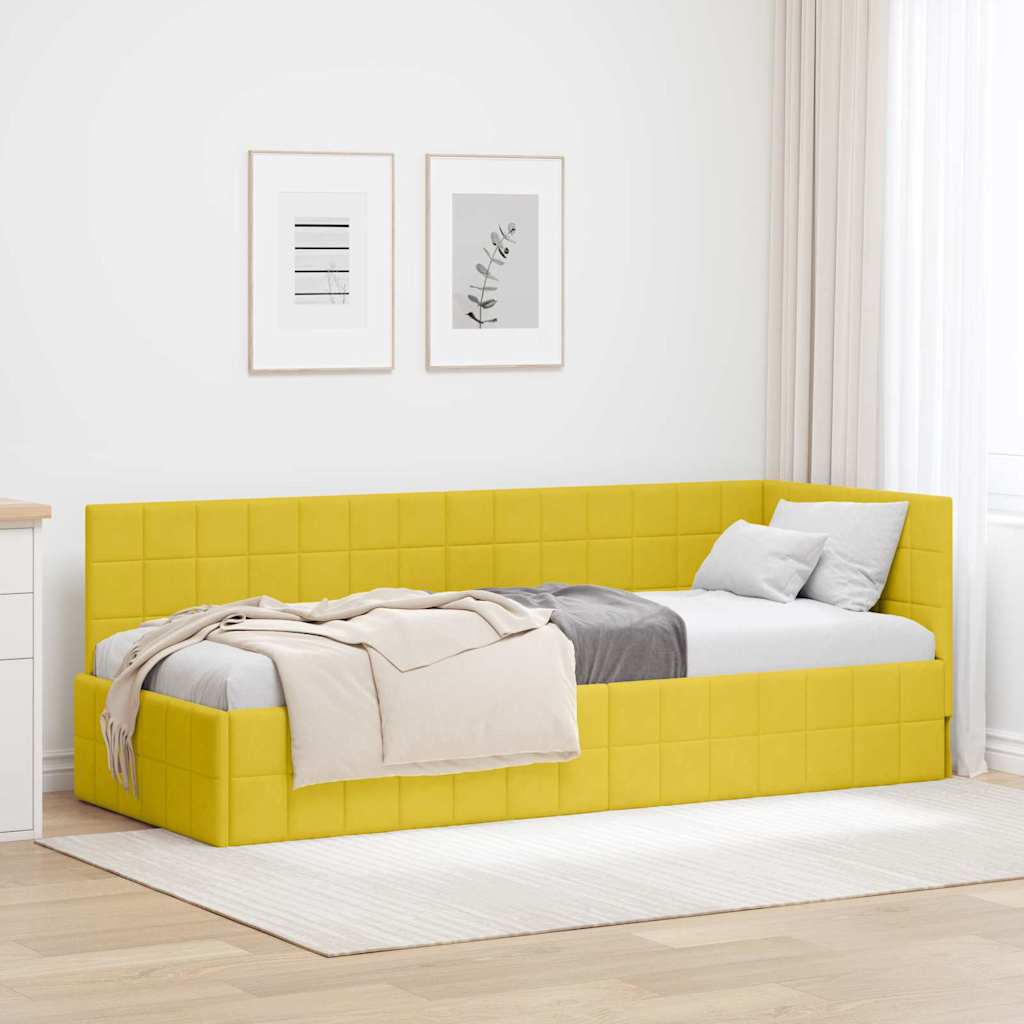 Hoekbedframe met hoofdeinde Geel 80 x 200 cm Fluweel