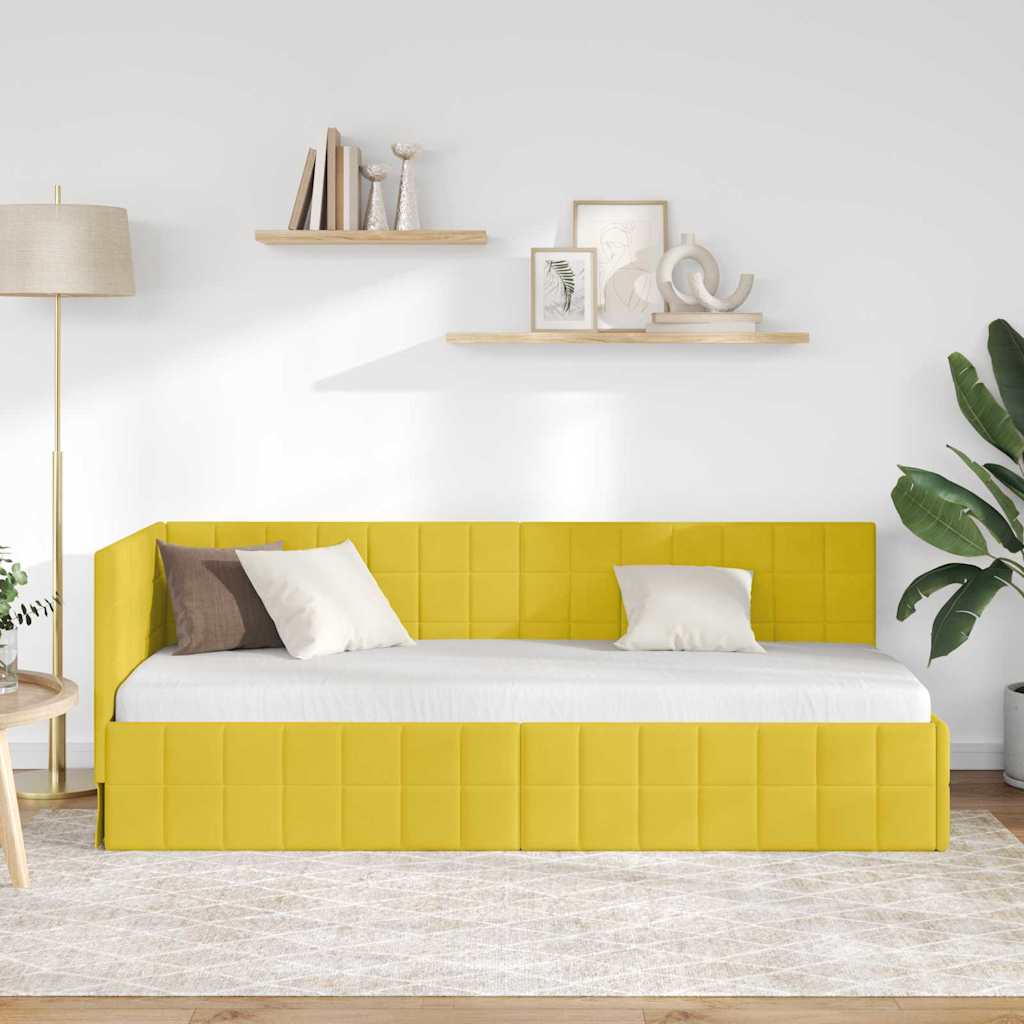 Hoekbedframe met hoofdeinde Geel 80 x 200 cm Fluweel