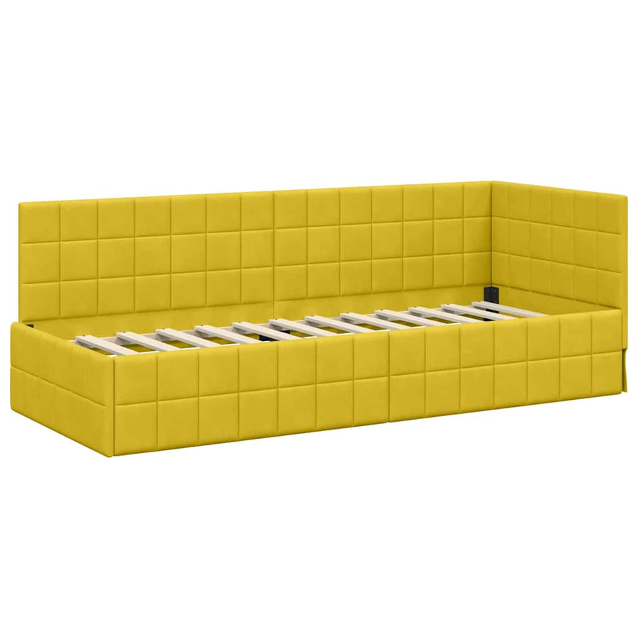 Hoekbedframe met hoofdeinde Geel 80 x 200 cm Fluweel