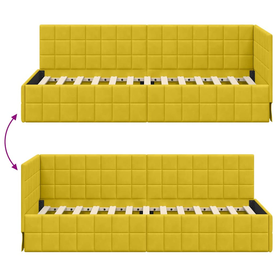 Hoekbedframe met hoofdeinde Geel 80 x 200 cm Fluweel