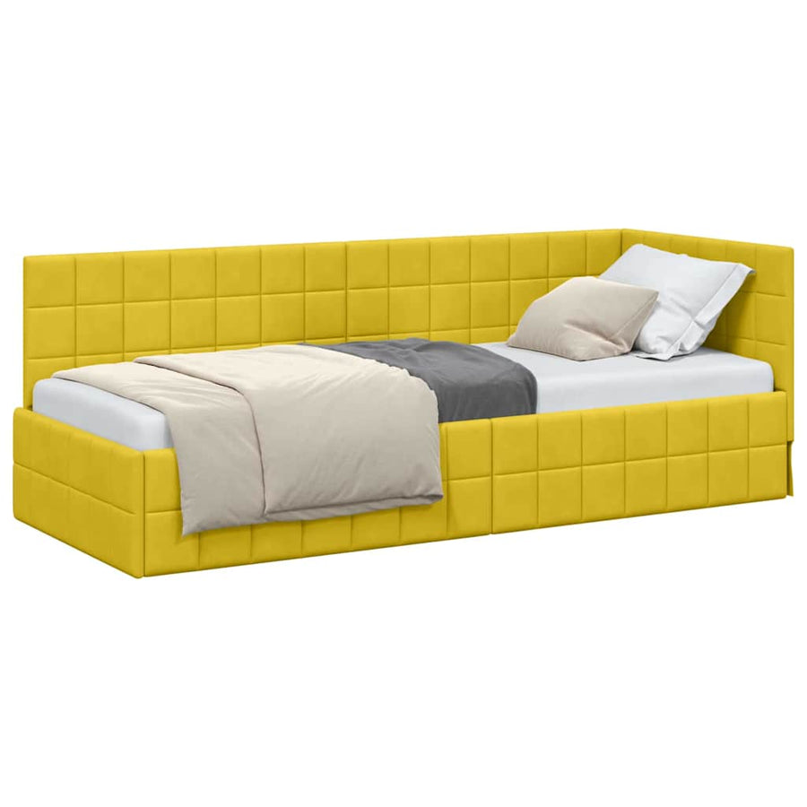 Hoekbedframe met hoofdeinde Geel 80 x 200 cm Fluweel