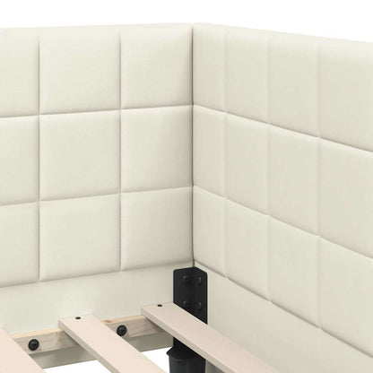 Hoekbedframe met hoofdeinde Crème 80 x 200 cm Fluweel