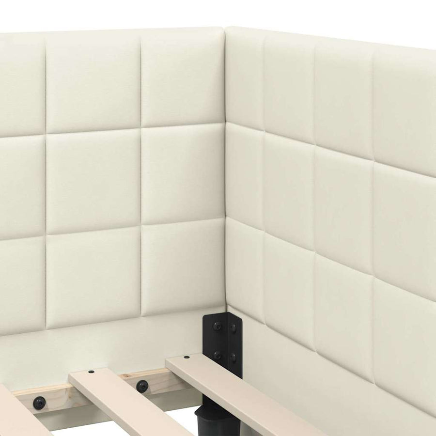 Hoekbedframe met hoofdeinde Crème 80 x 200 cm Fluweel