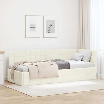 Hoekbedframe met hoofdeinde Crème 80 x 200 cm Fluweel