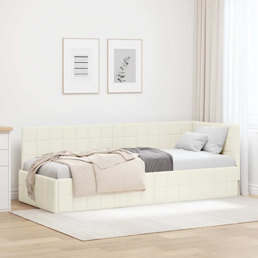 Hoekbedframe met hoofdeinde Crème 80 x 200 cm Fluweel