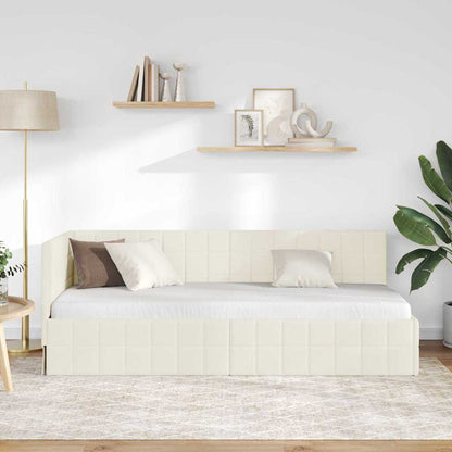 Hoekbedframe met hoofdeinde Crème 80 x 200 cm Fluweel