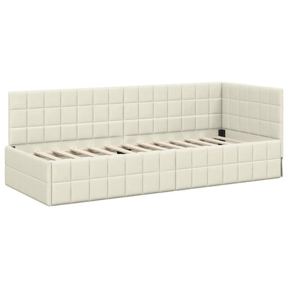 Hoekbedframe met hoofdeinde Crème 80 x 200 cm Fluweel