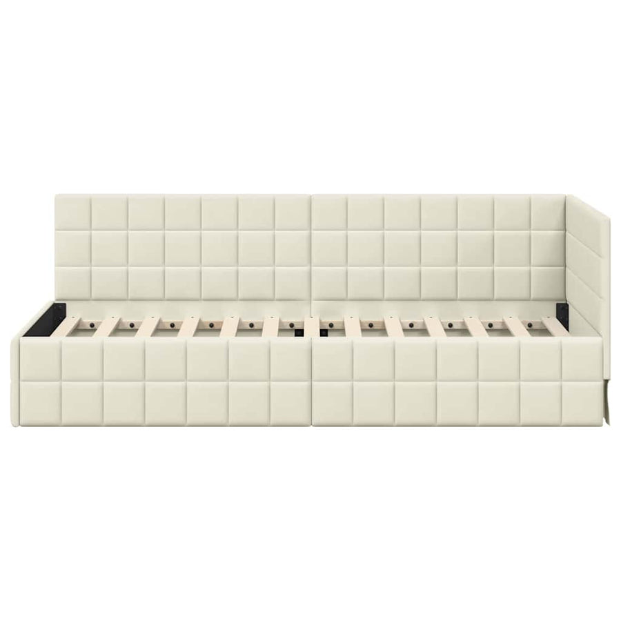 Hoekbedframe met hoofdeinde Crème 80 x 200 cm Fluweel