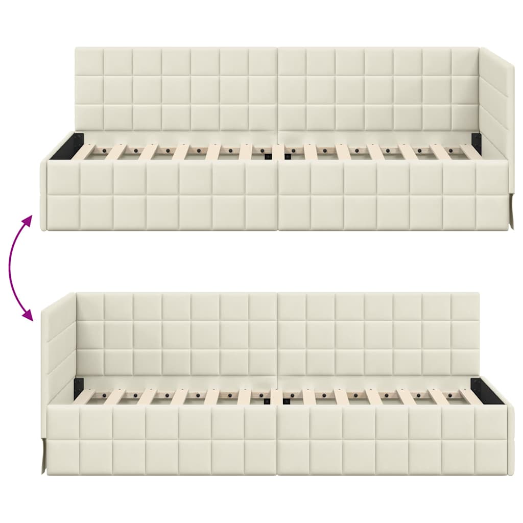Hoekbedframe met hoofdeinde Crème 80 x 200 cm Fluweel
