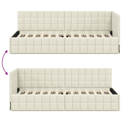 Hoekbedframe met hoofdeinde Crème 80 x 200 cm Fluweel