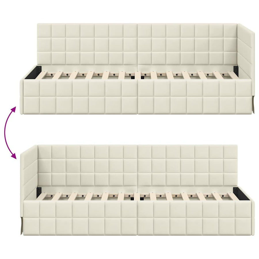 Hoekbedframe met hoofdeinde Crème 80 x 200 cm Fluweel