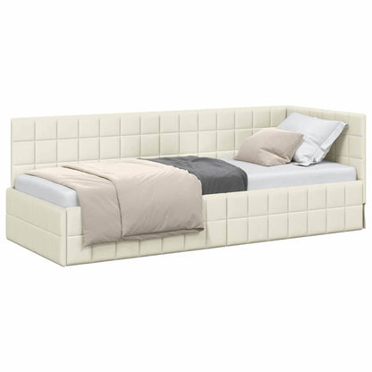 Hoekbedframe met hoofdeinde Crème 80 x 200 cm Fluweel