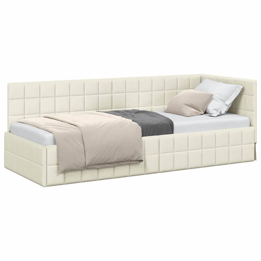 Hoekbedframe met hoofdeinde Crème 80 x 200 cm Fluweel