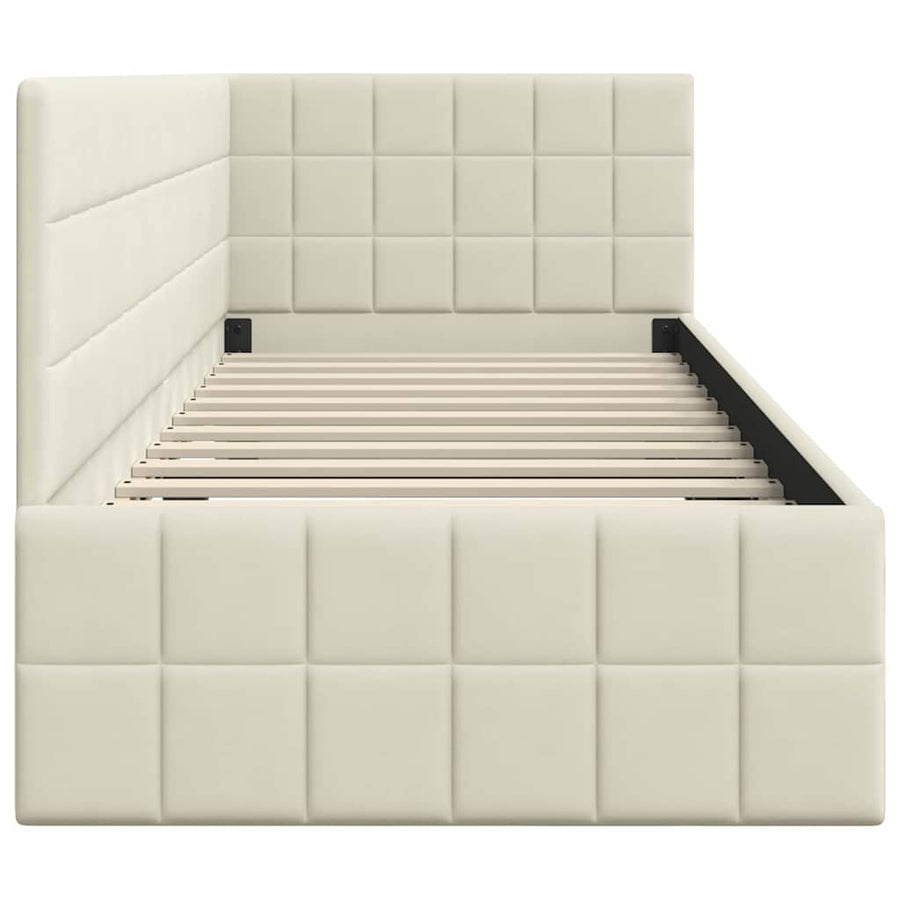 Hoekbedframe met hoofdeinde Crème 80 x 200 cm Fluweel