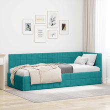 Hoekbedframe met hoofdeinde Turquoise 80 x 200 cm Fluweel