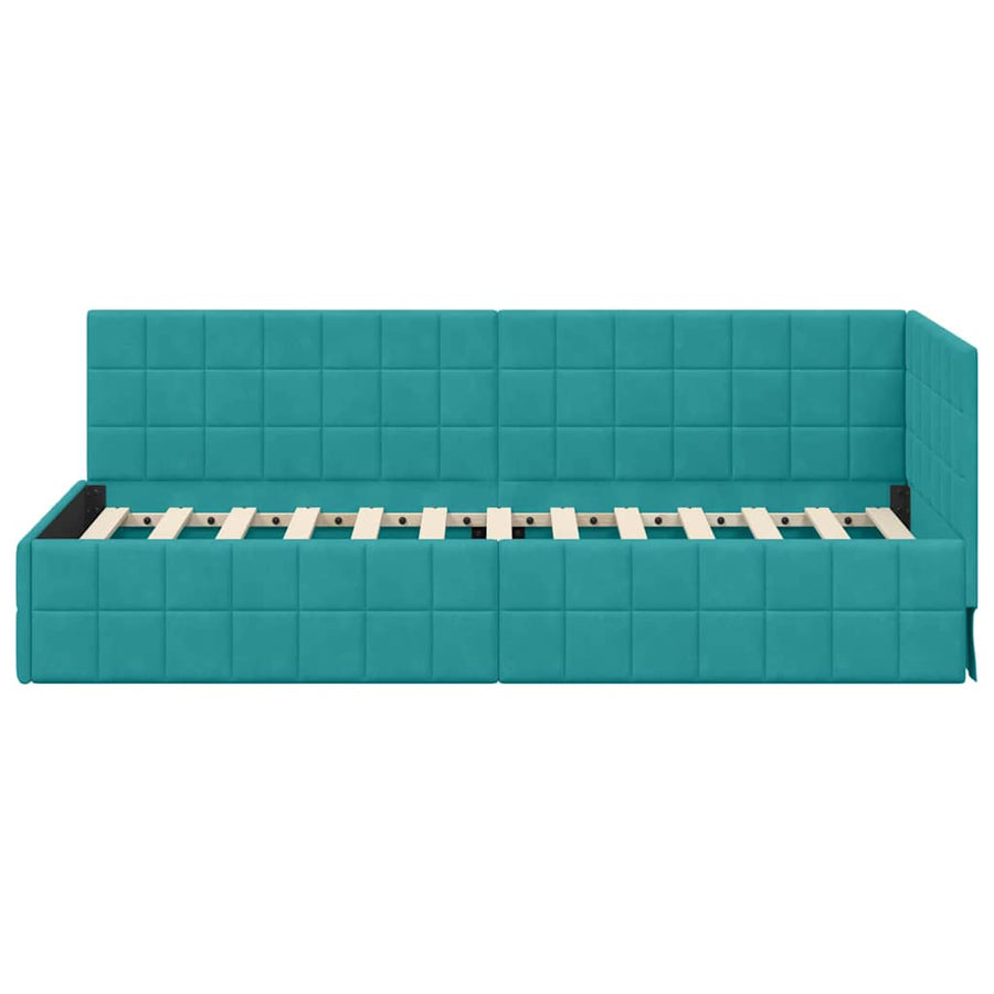 Hoekbedframe met hoofdeinde Turquoise 80 x 200 cm Fluweel