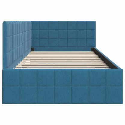 Hoekbedframe met hoofdeinde Blauw 90 cm x 190 cm Fluweel