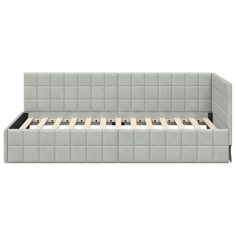 Hoekbedframe met hoofdeinde Lichtgrijs 90 cm x 190 cm Fluweel