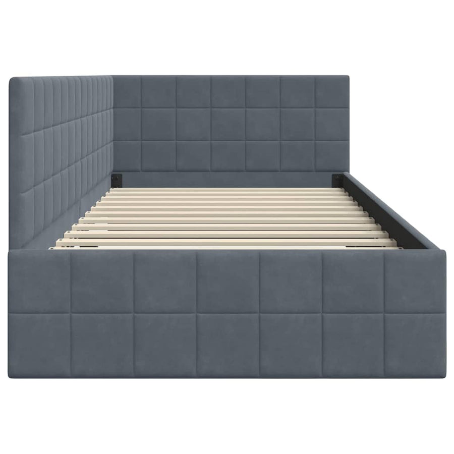 Hoekbedframe met hoofdeinde Donkergrijs 90 cm x 190 cm Fluweel
