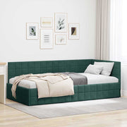 Hoekbedframe 90x190 cm fluweel donkergroen