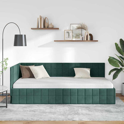 Hoekbedframe met hoofdeinde Donkergroen 90 cm x 190 cm Fluweel