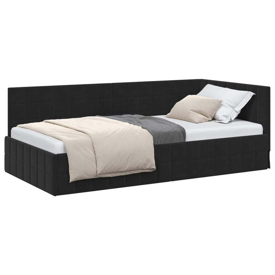 Hoekbedframe met hoofdeinde Zwart 90 cm x 190 cm Fluweel